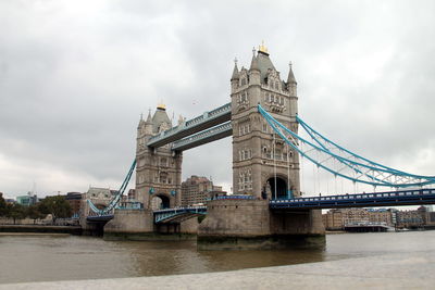 Low angle view of tower bridge over river