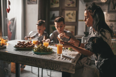 Group of people on table