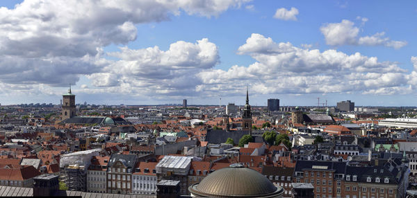 High angle view of townscape against sky