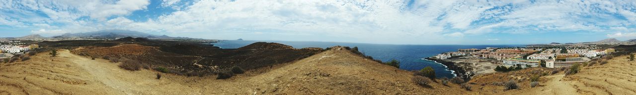 Scenic view of sea against cloudy sky