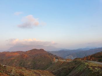 Scenic view of landscape against sky during sunset