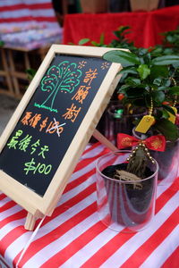 High angle view of food on table