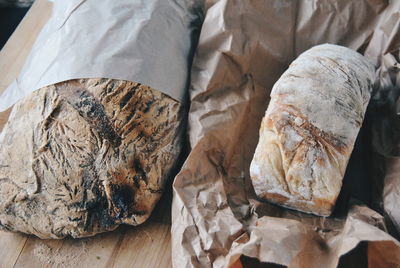 Close-up of fresh baked bread on table