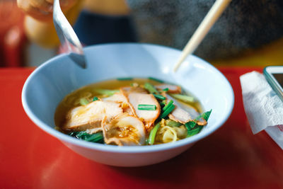 Close-up of meal served in bowl