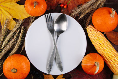 High angle view of fruits on table