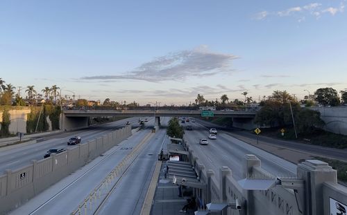 High angle view of highway against sky