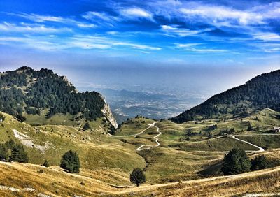 High angle view of landscape against sky