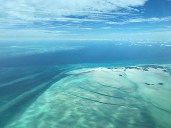 Scenic view of sea against blue sky