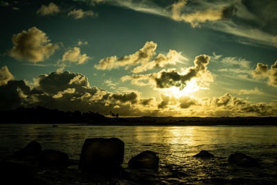 Scenic view of sea against sky during sunset