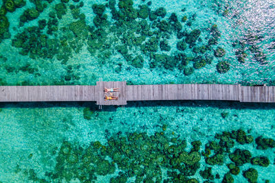 High angle view of old building