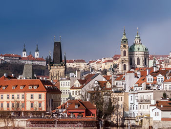 View of the lesser town, st. nicholas church and hradcany, prague, czech republic