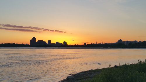 View of cityscape at sunset