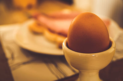 Close-up of breakfast on table