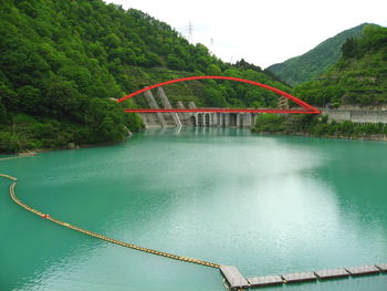 Bridge over river against sky