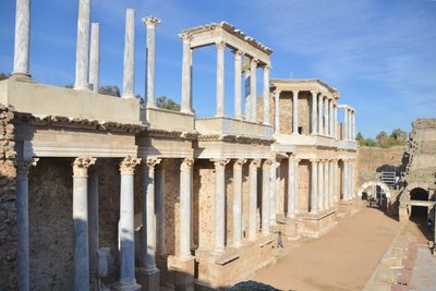 Exterior of temple against sky in city