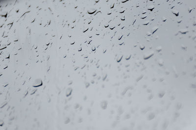 Full frame shot of raindrops on glass window