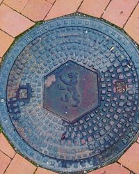 High angle view of manhole