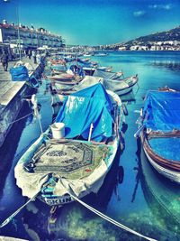 Boats in harbor