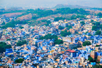 Aerial view of jodhpur blue city. jodphur, rajasthan, india