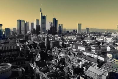 Cityscape against clear sky