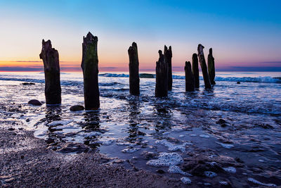 Panoramic view of sea against sky during sunset