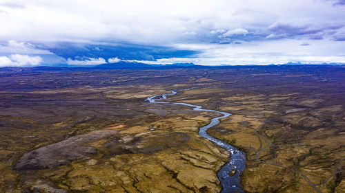 Aerial view of landscape against sky