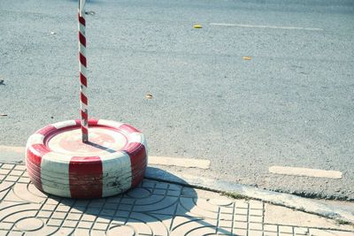 High angle view of drink on road