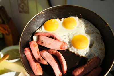 Close-up of breakfast served in plate