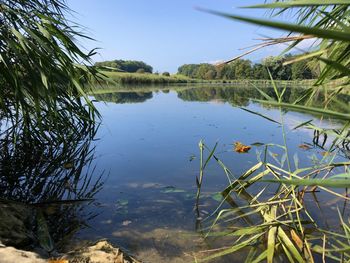 Scenic view of lake against sky