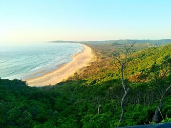 Scenic view of sea against clear sky