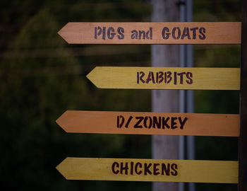 Close-up of information sign