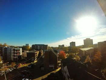 Cityscape against blue sky