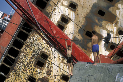 High angle view of people working