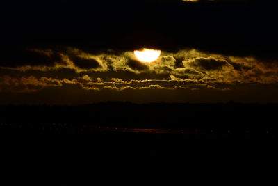 Scenic view of silhouette landscape against sky at night