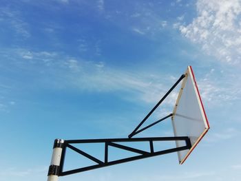 Low angle view of basketball hoop against sky