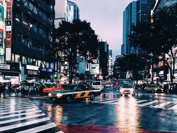 View of traffic on city street