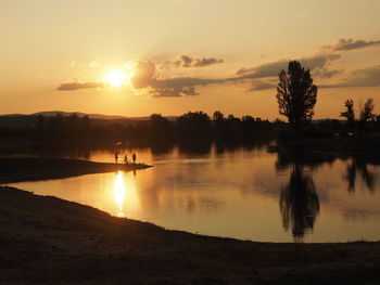 Sunset over lake