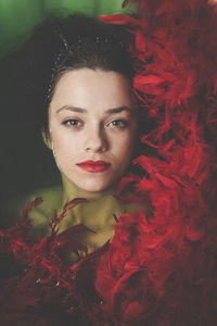 Directly above portrait of beautiful young woman in bathtub