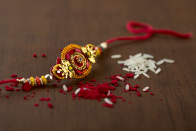 High angle view of flowers on table