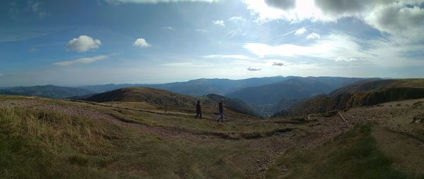 Scenic view of mountains against sky