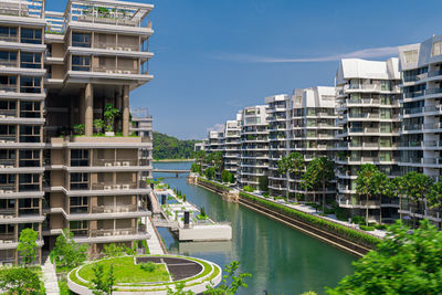 High angle view of buildings in city