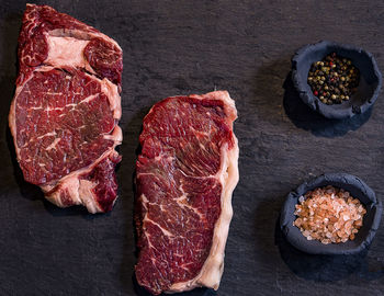 High angle view of food on table