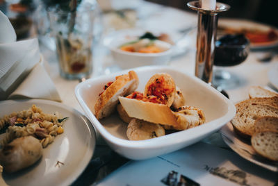 Close-up of serving food in plate