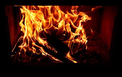 Close-up of bonfire at night