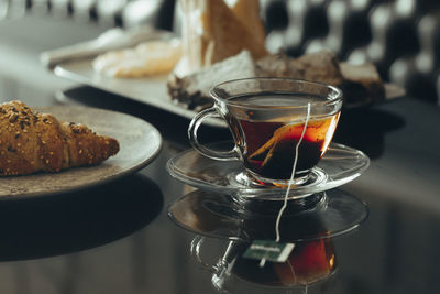 Close-up of breakfast on table