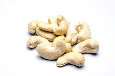 Close-up of cookies against white background