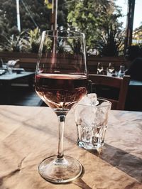 Close-up of wine glass on table