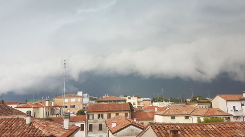 Houses against sky in city