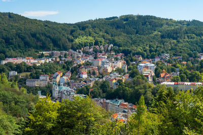 High angle view of townscape against sky