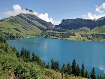 Scenic view of lake against mountains